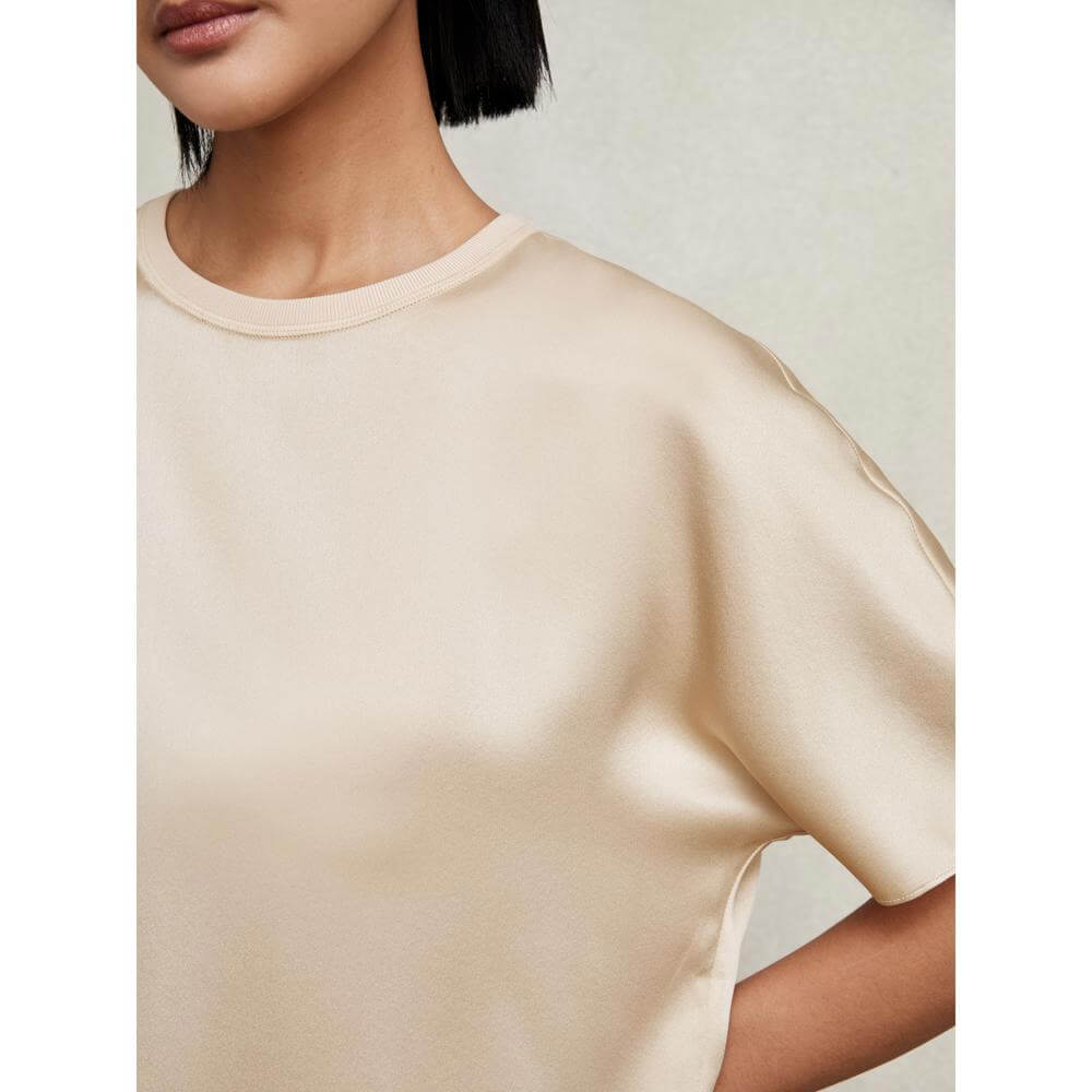 REISS Lena Silk Short-Sleeve Top
